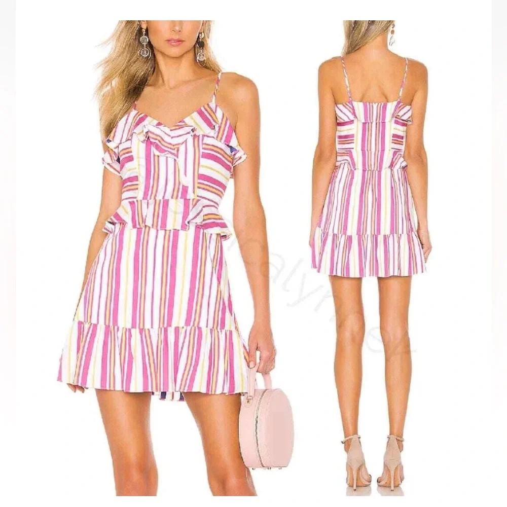Parker Pink and White Striped Mini Dress - Picture 1 of 14